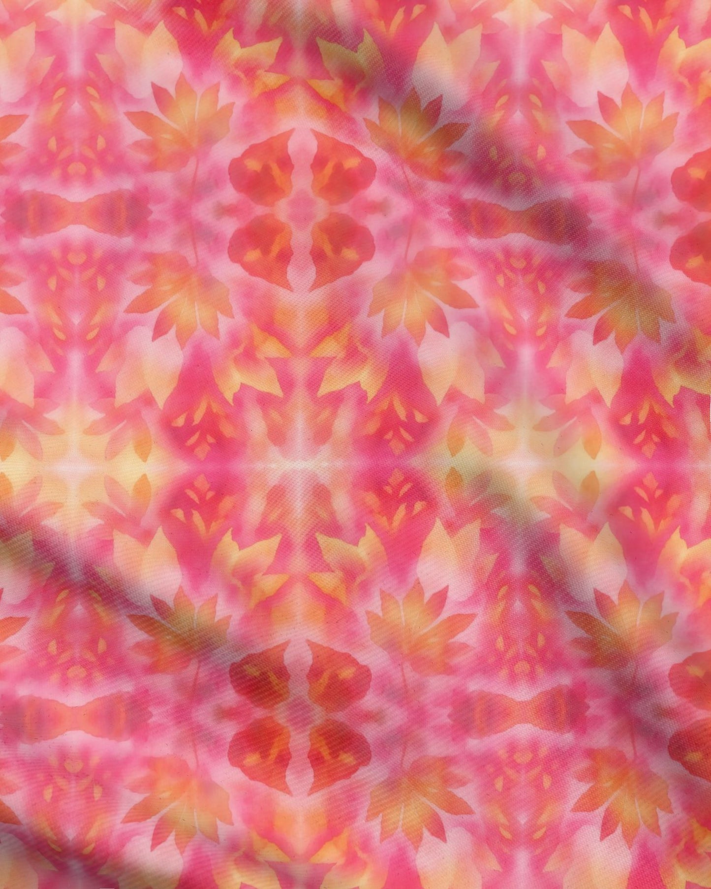 12 Melammu botanical geometric red and peach fabric