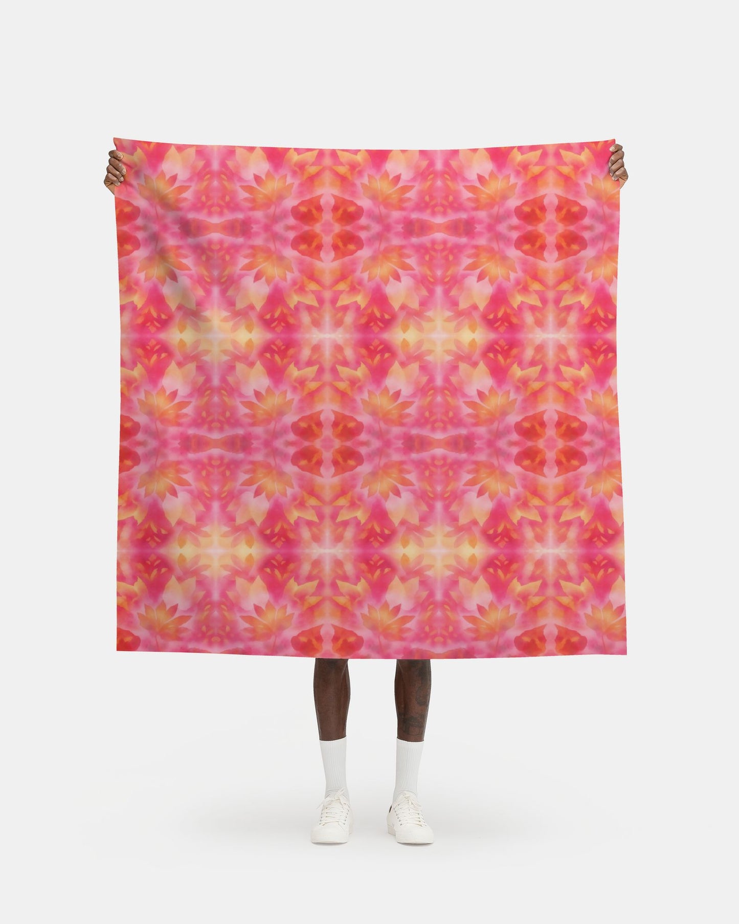 12 Melammu botanical geometric red and peach fabric