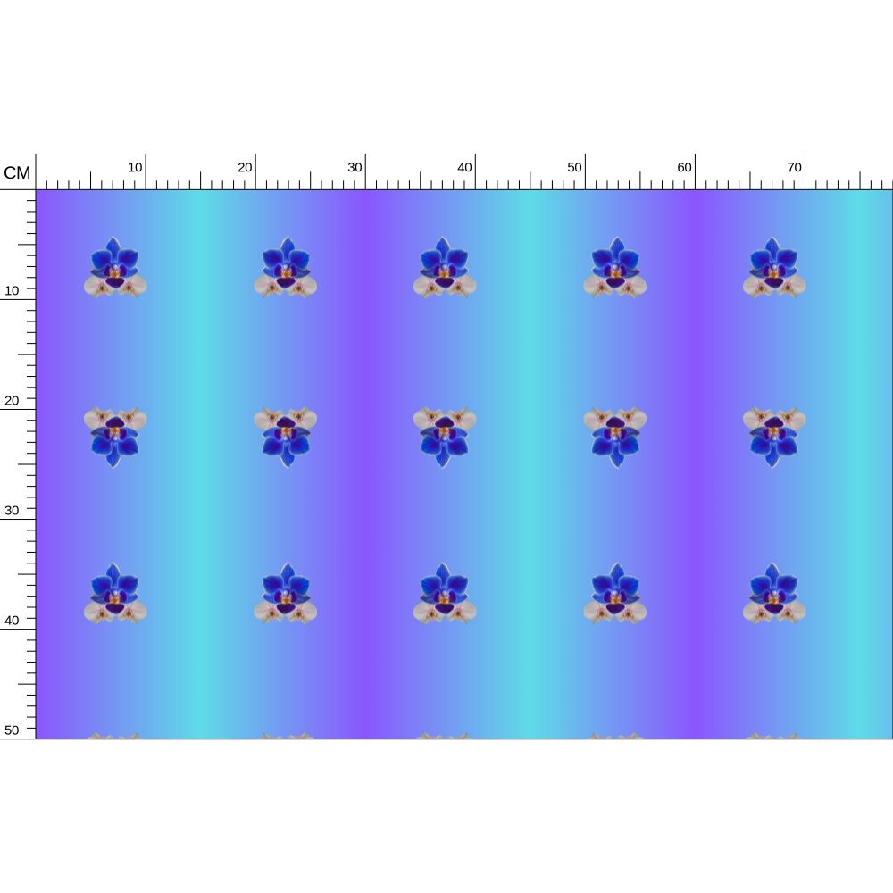 17 Melammu geometric orchid cluster on cyan and purple colour gradient