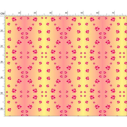 geometric design infrared  orchids Melammu designer fabric with vertical yellow to pink gradient wave background bright bold artist fabric 