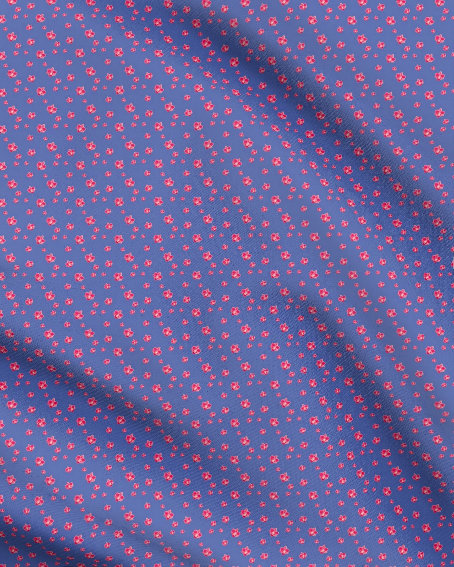 Melammu red orchid scatter on blue fabric
