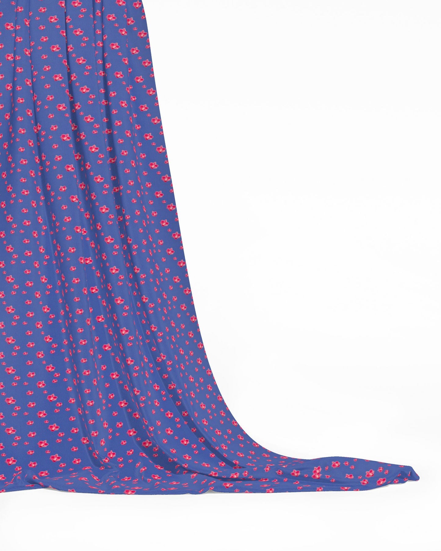 Melammu red orchid scatter on blue fabric