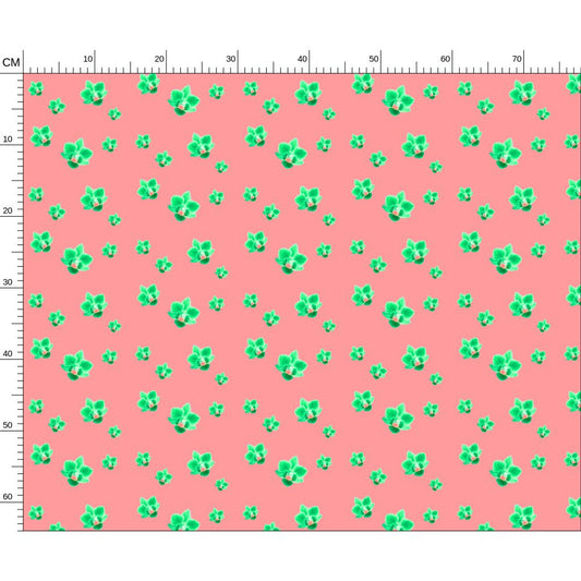 neon green orchid on salmon pink textiles Melammu designer fabric colour pop trending bold unique