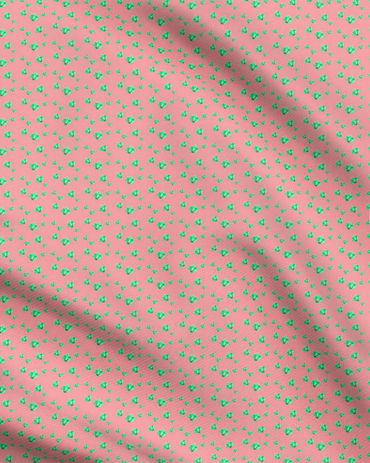 neon green orchid on salmon pink textiles Melammu designer fabric colour pop trending bold unique