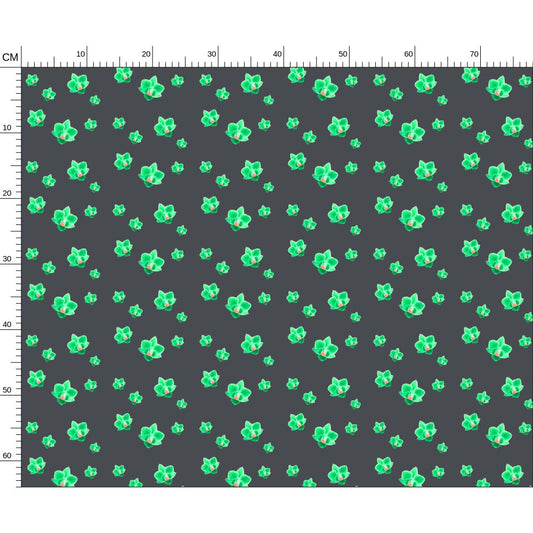 bright bold neon green orchids on charcoal grey melammu designer artist fabric botanical design