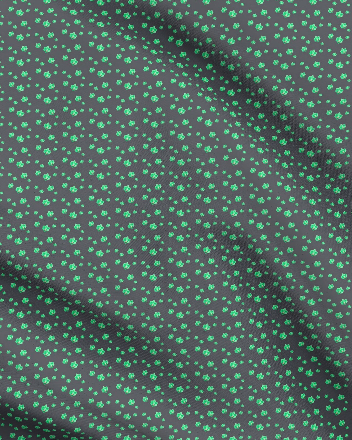 Melammu neon green orchids on charcoal fabric