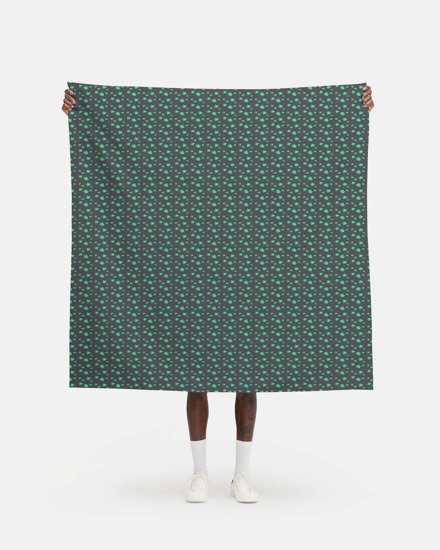 Melammu neon green orchids on charcoal fabric