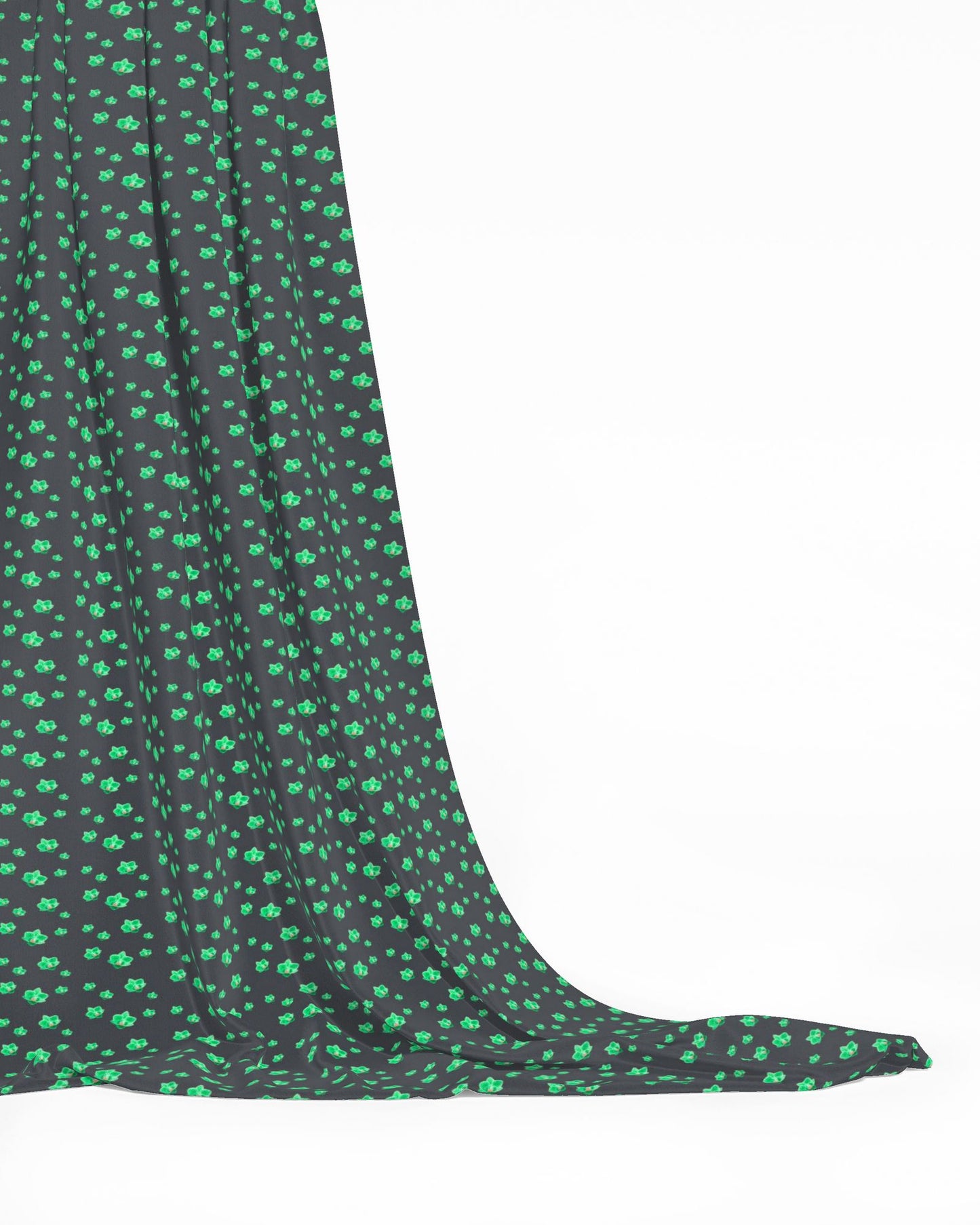 Melammu neon green orchids on charcoal fabric