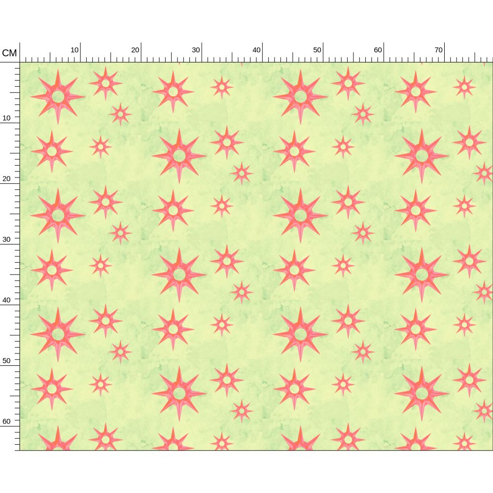 Melammu dark pink 8 3d 8 point star on lime green fabric