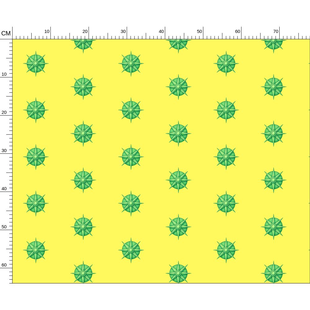 Melammu bright yellow fabric with green 3d star circle