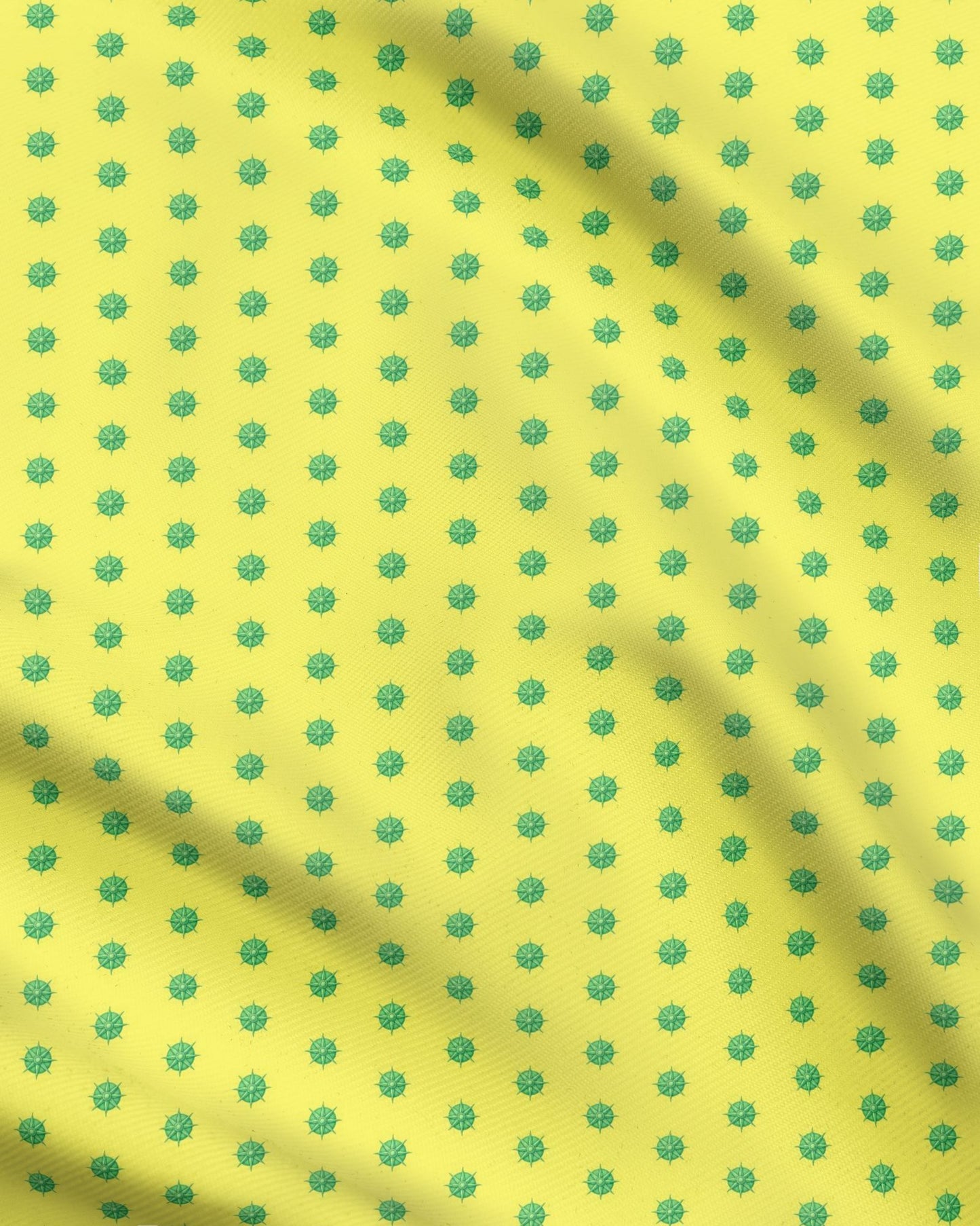 Melammu bright yellow fabric with green 3d star circle