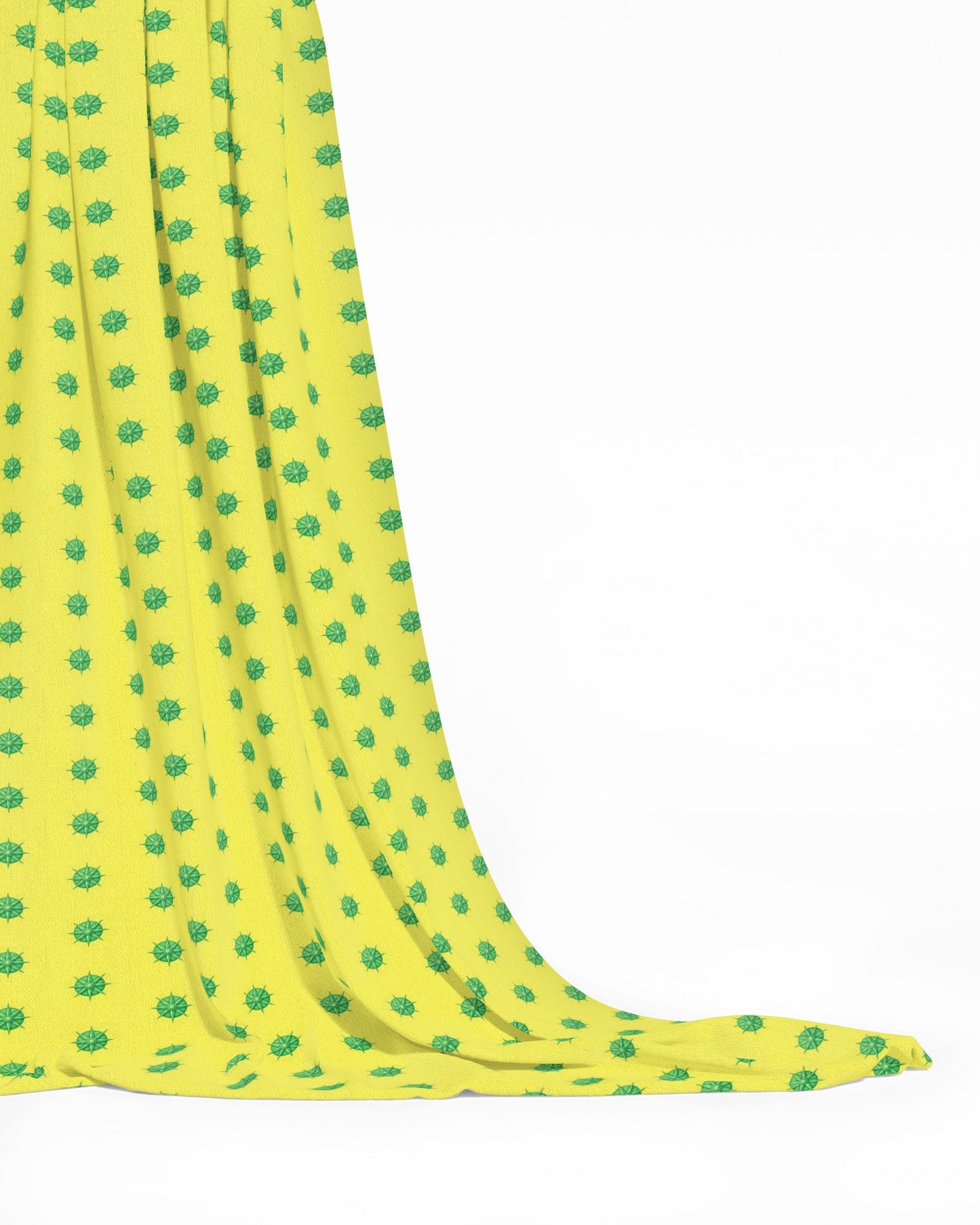 Melammu bright yellow fabric with green 3d star circle