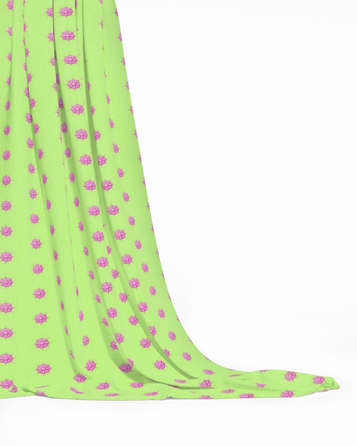 Melammu pink 3d stars circle on lime green fabric