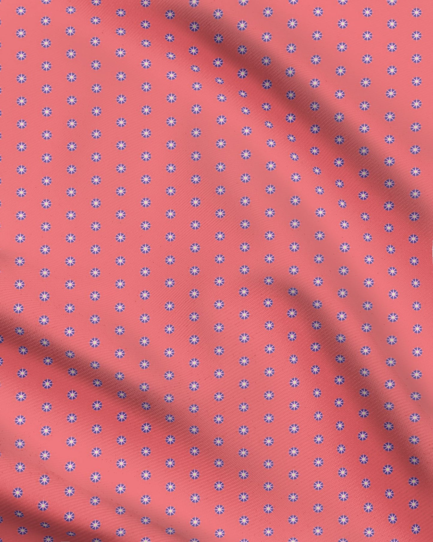 Melammu 8 point star in pink/blue circle on reddish pink fabric
