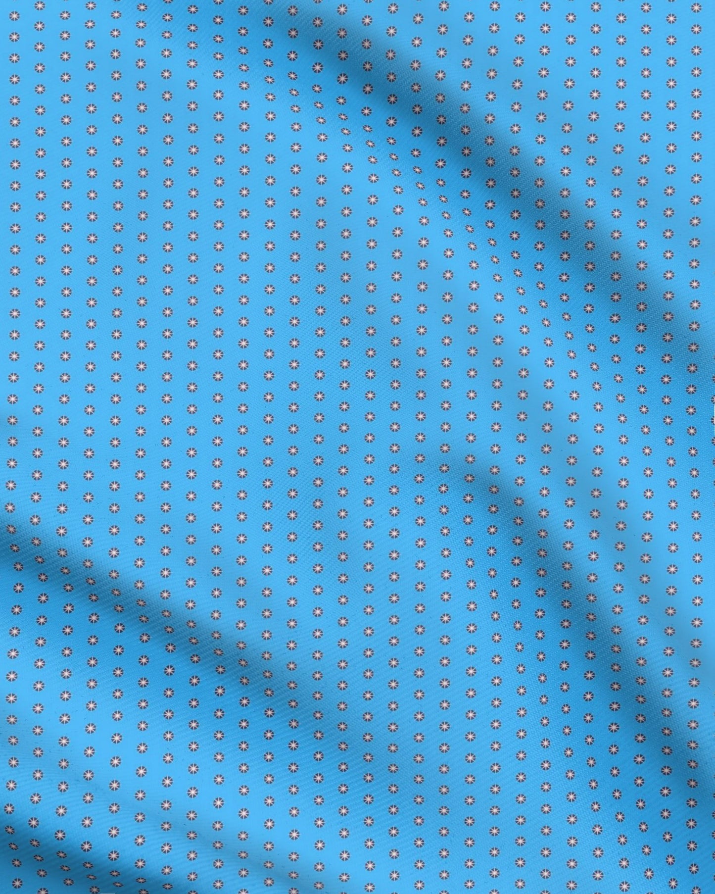 Melammu celestial 8 point pink star/blue circle on light blue fabric
