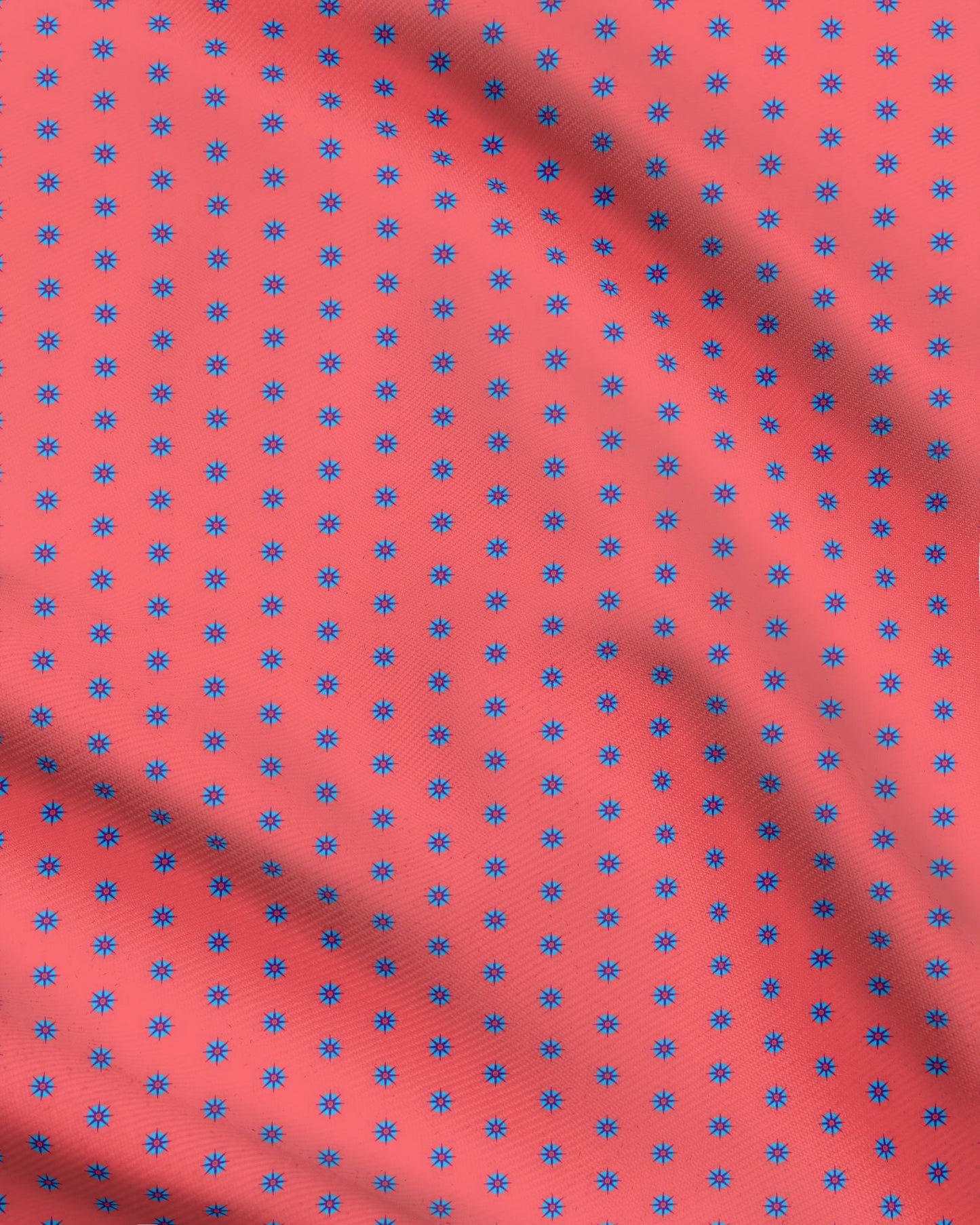 Melammu celestial 8 point purple star on blue circle on pink fabric