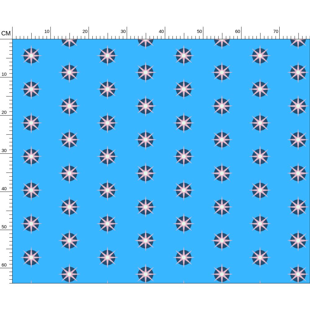 Melammu 8 point star on light blue fabric (larger)