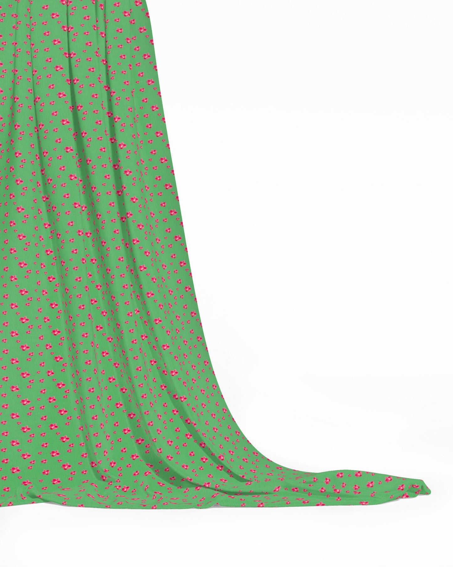 Melammu bright pinky red orchid on green fabric