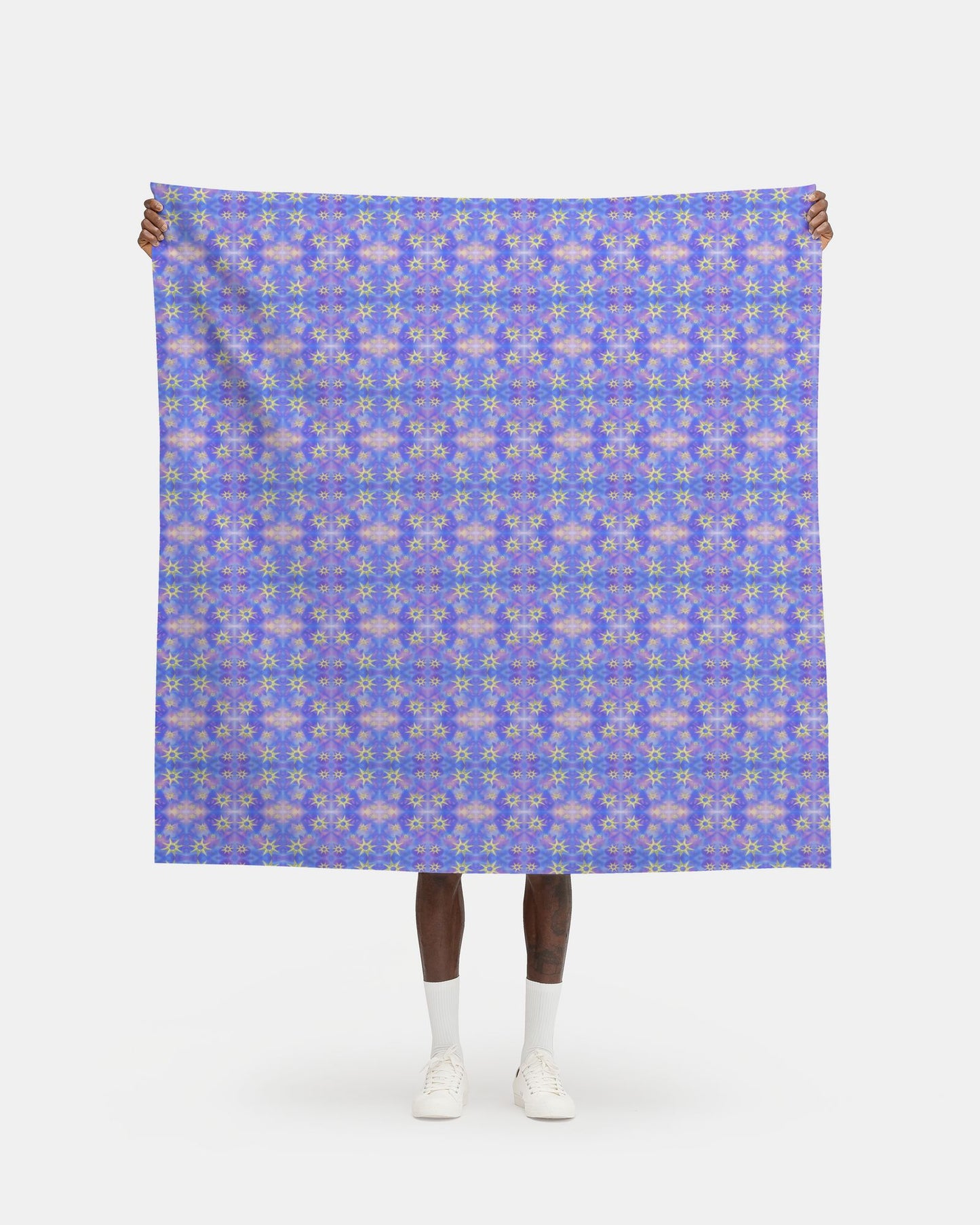 Melammu celestial 3d gold star on purple pink botanical print fabric