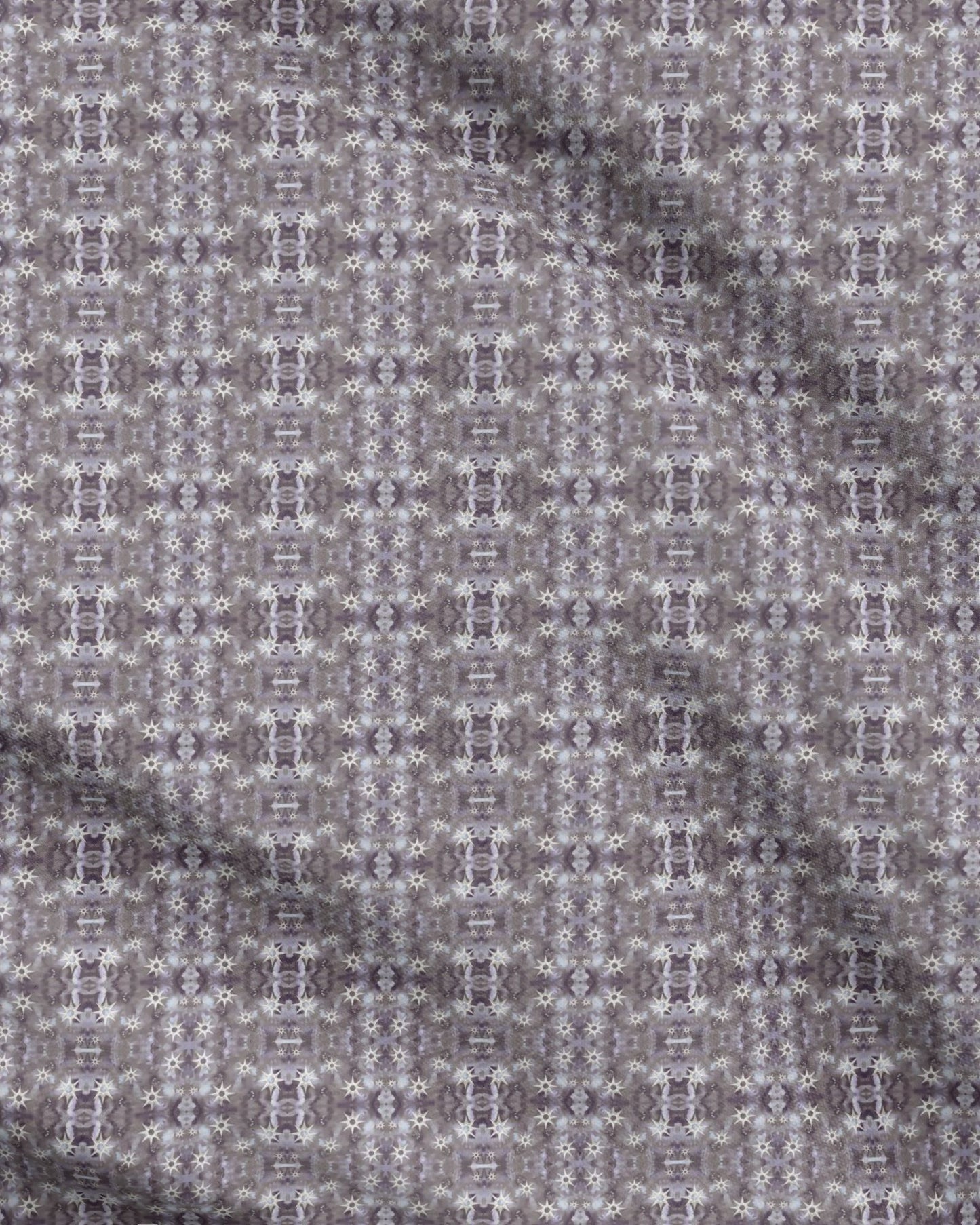 Melammu silver stars on black and white botanical spray art fabric
