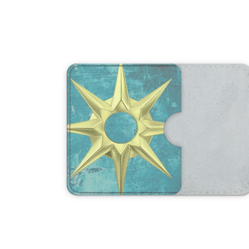 Melammu fern and gold star Leather Card Case