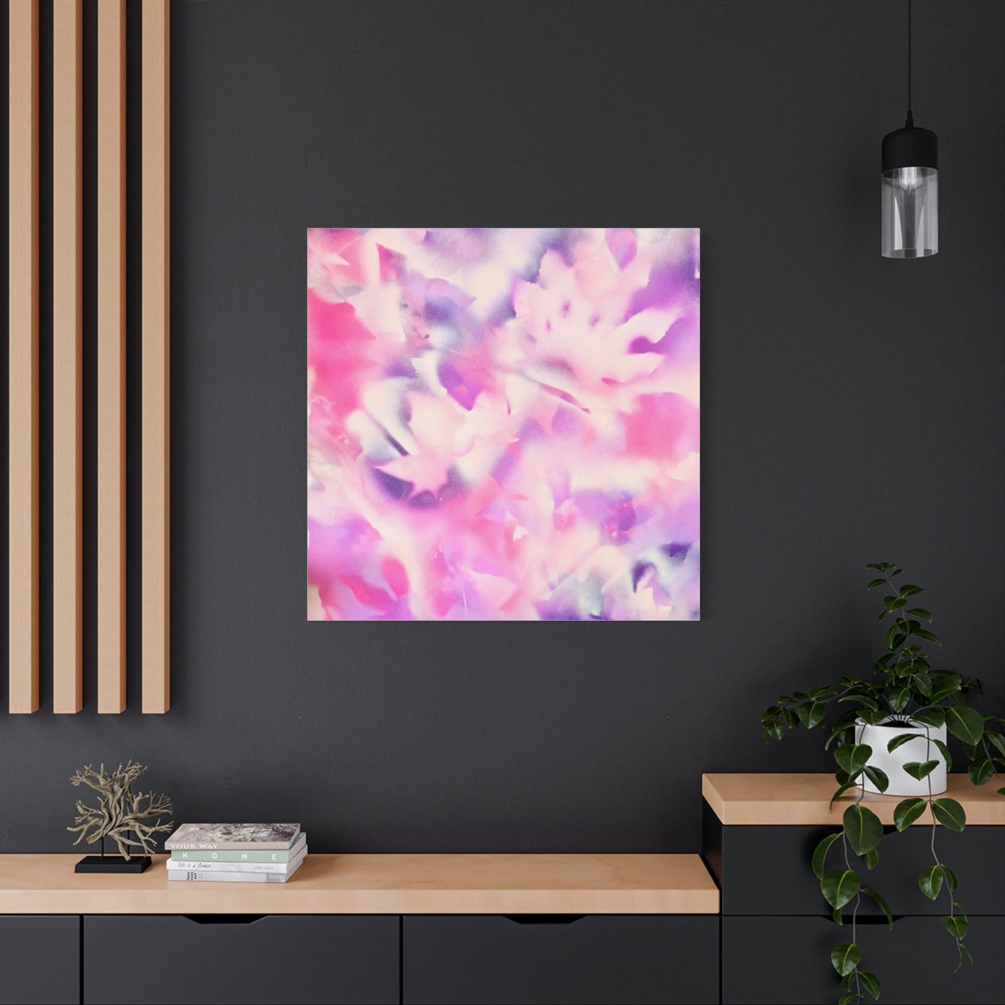 Heavenly Botanical — Pink & Purple Spray Paint Canvas Print | by Valentina Theodora