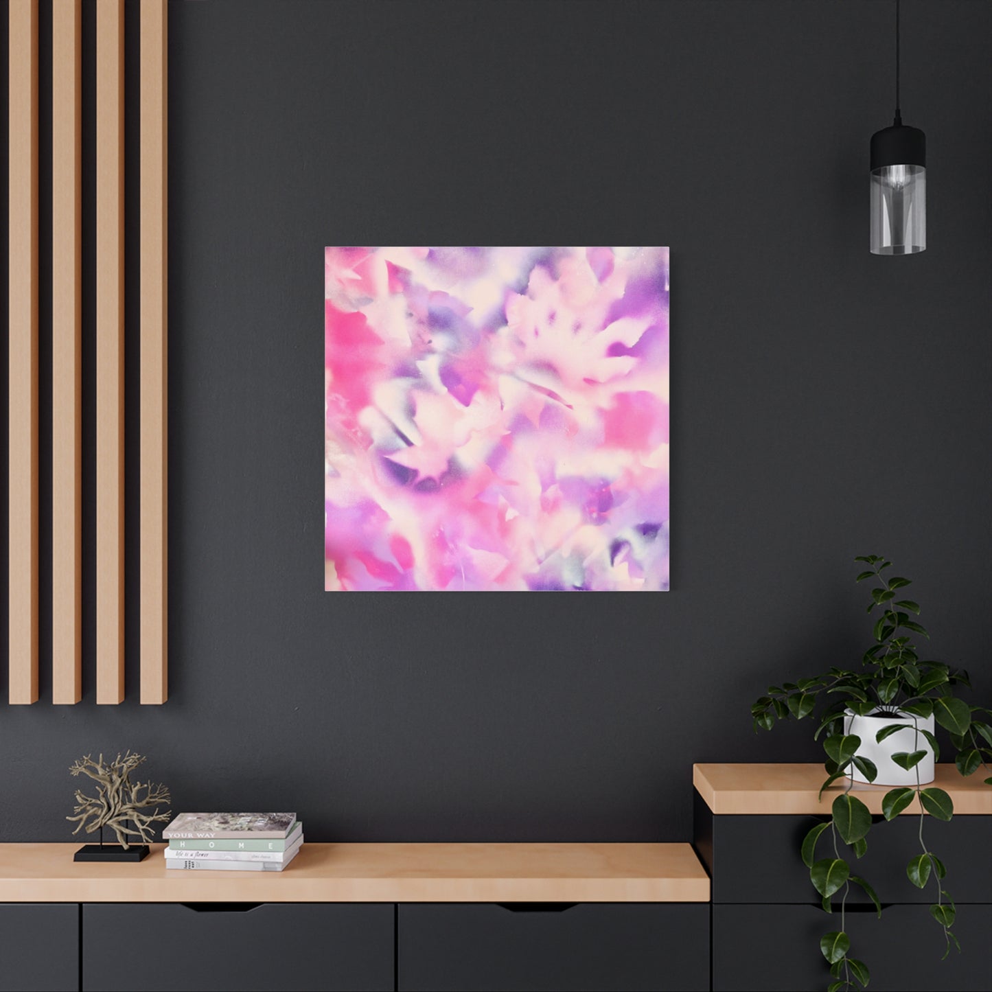 Heavenly Botanical — Pink & Purple Spray Paint Canvas Print | by Valentina Theodora